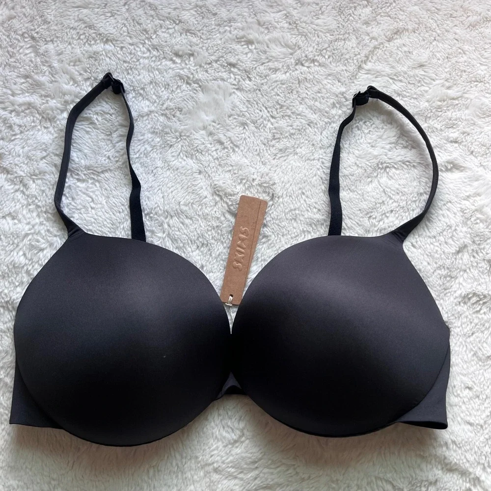SKIMS Ultimate Push Up Plunge Bra Onyx Black BA-PLG-9214 Women's Size 36D New